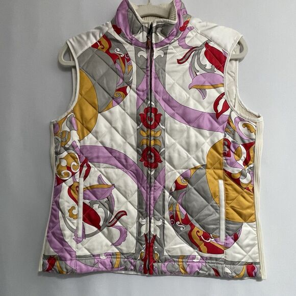 J. McLaughlin 100% Silk Floral Medallian Zippered Vest Sz M - Picture 1 of 13